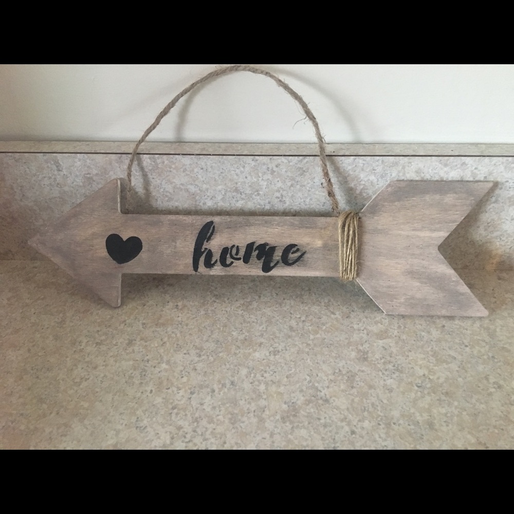 Custom made “home” hanging arrow sign